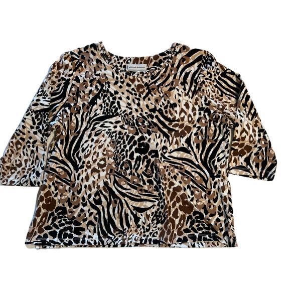 Alfred Dunner, Animal Print Top, Neckline detail studs, PL - Picture 1 of 9